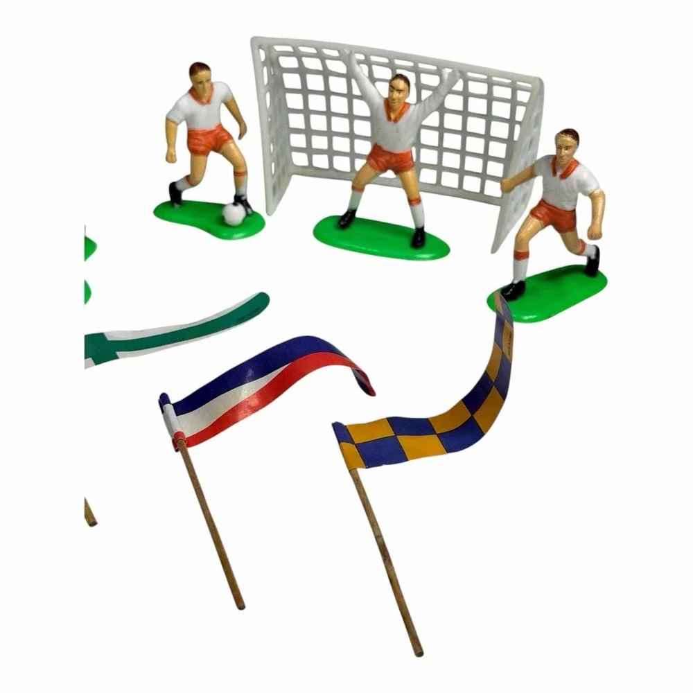 SOCCER Football 12 Pcs Birthday Cake Topper Set Decoration Goals Flags